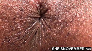 very close up shaving hairy asshole