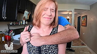 cute milf jerks cock onto her tits and mouth