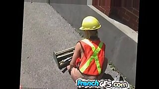 a sexy brunette gets cumshots from a mechanic