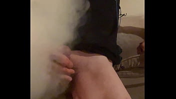 stroking my rock hard cock pre cumshot