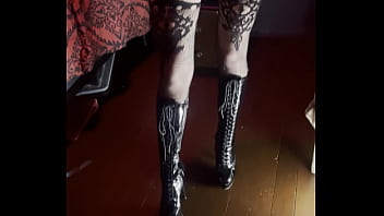 sexy leather gloves and boots girl