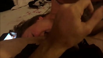 asian milf with hairy pussy masturbating with toys while watching porn on the bed