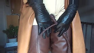 sexy leather gloves and boots girl