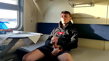 guy masturbates in train bus